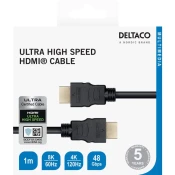 DELTACO Ultra High Speed HDMI Kabel, 8K@60Hz, 4K UHD@120Hz, 1m, Crni