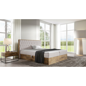 Boxspring postelja Wood 6 - 200x200 cm - hrast lancelot