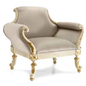 Casa Padrino luxury baroque armchair gray/cream white/gold - Handmade baroque style living room armchair - Luxury living room furniture in baroque style - Luxury quality - Made in Italy