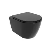 Mexen Carmen WC školjka Rimless Tornado s slim mehko zapirajočim sedežem, duroplast, mat črna - 30881085T