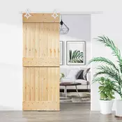 vidaXL Drsna vrata Naravna in bela 70 x 210 cm Masiven borov les