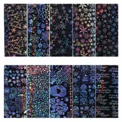 10x HOLOGRAFSKE FOLIJE ZA PRENOS 10cmx4cm KOMPLET SNEŽINK, BOŽIČ