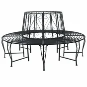 vidaXL Banka Dreves O 160 x 89 cm Jeklo Črna Okrogla