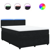 Vidaxl Box spring posteljni z vzmetnico črn 140x190 cm žamet