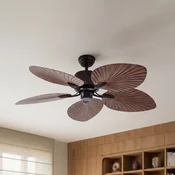 Stropni ventilator Lucande Silvaris, premer 132 cm, videz lesa, DC, tiho - Dnevna soba/jedilnica - Skandinavski - črna, temno les - Plastika