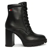 Škornji Tommy Jeans Tjw Lace Up High Heel Boots EN0EN03109 Črna