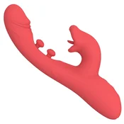 SuperLove Triple Stimulation Dual Tapping G-Spot Licking Rabbit Vibrator Red