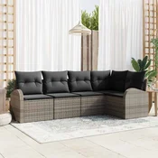 Sjedeća garnitura za vrt 5 kom. Siva poliratan 234 x 124 x 85 cm