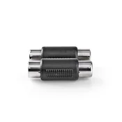 NEDIS Stereo avdio adapter | 2x RCA Hona | 2x RCA Hona | ponikljana | Rak | ABS | Svart | 1 st. | Zaklepanje