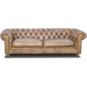 Casa Padrino luxury Chesterfield leather sofa vintage light brown 240 x 100 x H. 80 cm - Genuine leather living room sofa - Living room furniture - Luxury Chesterfield furniture