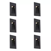 Komplet 6 modernih vgradnih stenskih svetilk črne barve 7 cm vklj. LED IP65 - Trem