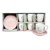 Sigma Set šolja za kafu RXG-N240728C, 200ml, Porcelan, 6 komada, Cvet-roze