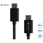 Natec PRATI kabel USB-C/USB-C, 100W, 1m, črn