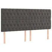 Vidaxl Vzglavje postelje temno sivo 200x7x118/128 cm žamet