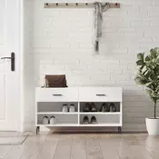 Vidaxl vidaXL Klop s prostorom za čevlje visok sijaj bela 102x35x55 cm