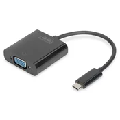USB Type-C to VGA Adapter, Full HD 1080p cable length: 19.5 cm, black