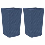 Vidaxl Vrtna cvetlična korita 2 kosa modro siva 32,5x32,5x57 cm PP