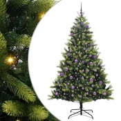 Vidaxl Umjetno zložljivo božićno drvce 300 LED diod Zelena 240 cm