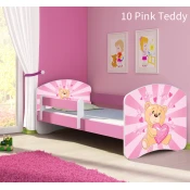 Dječji krevet ACMA s motivom, bočna roza 140x70 cm 10-pink-teddy-bear