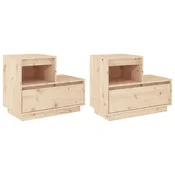 Vidaxl Nočna omarica 2 kosa 60x34x51 cm trdna borovina