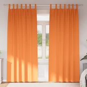 vidaXL Zavese z zavesami 2 pcs Svetlo oranžna 260 x 140 cm Poliester