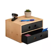 Northix Namizni organizator z 2 predaloma, prostor za shranjevanje iz bambusa, za pisarniški material in kozmetiko