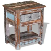 Vidaxl Stranska mizica z 1 predalom trden predelan les 43x33x51 cm