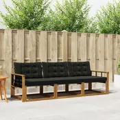 Set vanjskih sofa 3 kom. Prirodna i crna