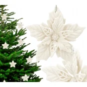 Korbi Božična zvezda – umetna roža Poinsettia, bela dekoracija