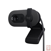 Logitech Brio 100, Full HD 1080p webcam with auto-light balance, integrated privacy shutter, built-in mic, graphite