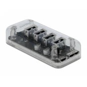 USB HUB DELOCK, 4 USB-A 3.0, prozorni