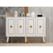 Hanah Home Komoda Hartin 120x80x30cm Belo-Zlatna
