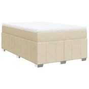 Vidaxl Box spring postelja z vzmetnico krem 120x200 cm blago