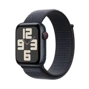 Apple Watch SE: GPS + Cellular, 44mm, ohišje iz aluminija v polnočni barvi, pašček Sport Loop v barvi črnila