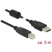 DELOCK Delock USB kabel USB 2.0 USB-A vtič\, USB-B vtič 5.00 m črna s feritnim jedrom 84899, (20415734)