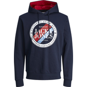 JACK & JONES Majica JJLoof mornarska / svetlo modra / rdeča / bela