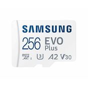 Samsung EVO Plus, 256 GB, MicroSDXC, 10.razred, UHS-I, 130 MB/s, 130 MB/s