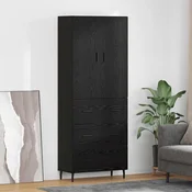 Highboard s ladicama 2 pcs Crni hrast Inženjerska drva i staklo