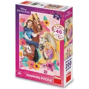 Dino - Puzzle Diamantna sestavljanka: Zaloga diamantov: Princese z živalmi - 200 kosov
