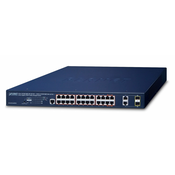 PLANET IPv6/IPv4, 4-Port Upravljano Gigabit Ethernet (10/100/1000) Podrška za napajanje putem Etherneta (PoE) 1U Plavo