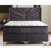 Casa Padrino Luxury Double Bed Purple/Gold - Different Sizes - Solid Wood Bed with Headboard and Mattress - Hotel Furniture - Bedroom Furniture - Luxury Furniture
