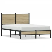 shumee vidaXL Kovinski posteljni okvir, brez vzmetnice, hrast sonoma, 120x190 cm