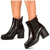 primohurt Black womens ankle boots, classic black leather ankle boots, ecological, insulated winter shoes