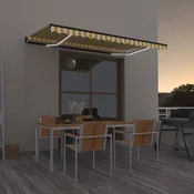 Tenda na rucno uvlacenje s LED svjetlima 450x300 cm žuto-bijela