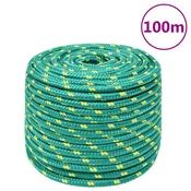 vidaXL Vrv za čoln zelena 12 mm 100 m polipropilen