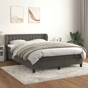 Greatstore Box spring postelja z vzmetnico temno siva 140x200 cm žamet