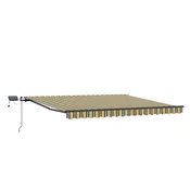 Vidaxl Vlečna tenda Zelena in rumena 450 x 350 cm Tkanina in aluminij