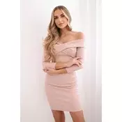 V-neck dress in dark powder pink