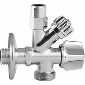 Kotni ventil za pralni stroj z nepovratnim ventilom, 3/8 x 3/4 x 1/2, kromast - Kromasta - 24 - Medenina - Aqualine - 1/2 x 3/4 x 3/8