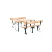 Vrtna garnitura lesena pivska 220x70 cm (miza+2x klop z naslonom)